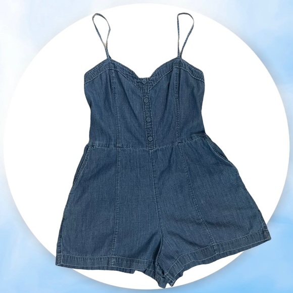 Abercrombie & Fitch Pants - Abercrombie & Fitch Chambray Denim Romper Shorts